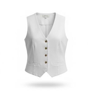 Evereve white denim button-up vest NWT